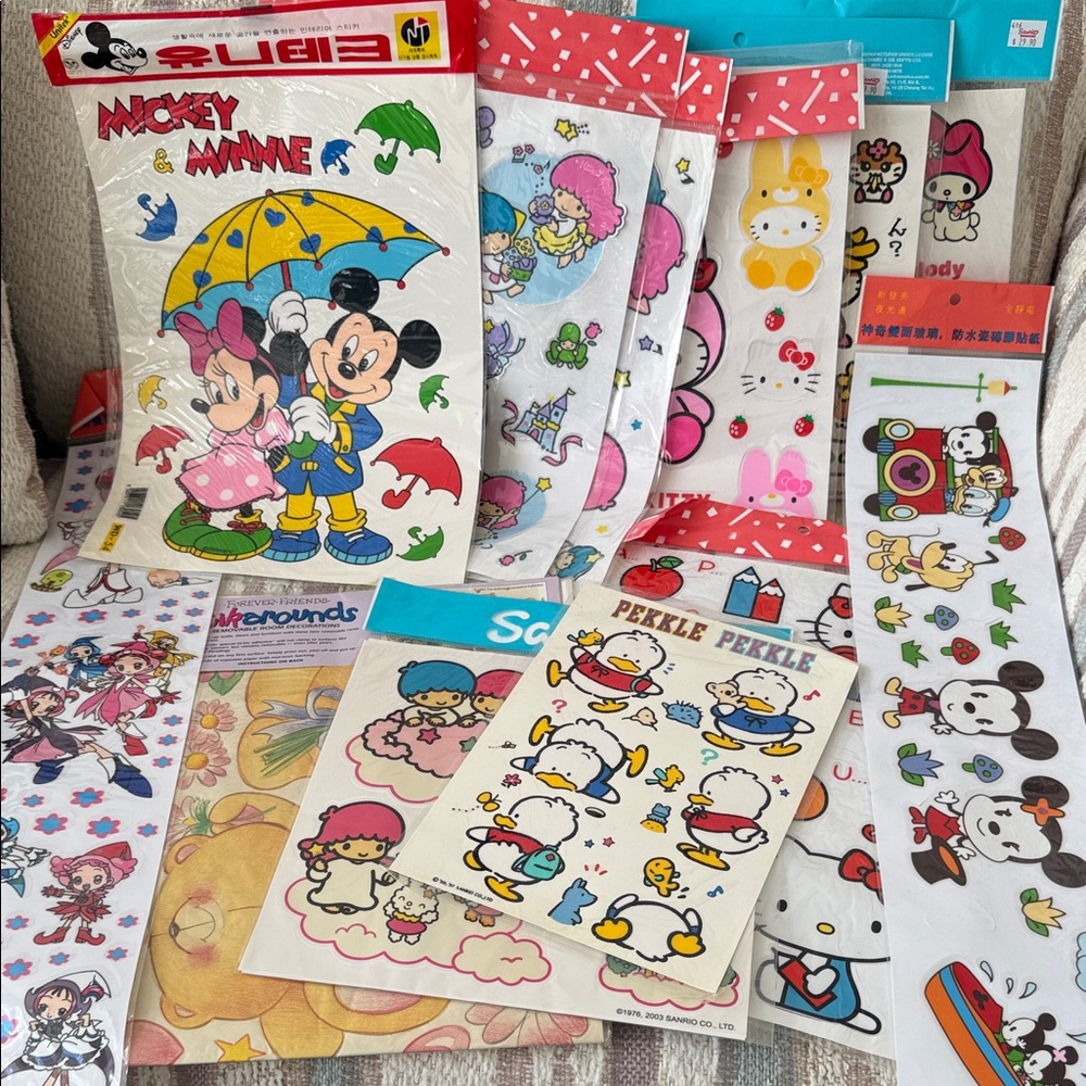Huge Lot of Disney and Sanrio Wall Stickers